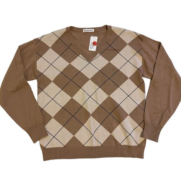 NWT Designers Remix Girls Mandy Argyle Sweater Geometric Beige Size 12 - Picture 2 of 8